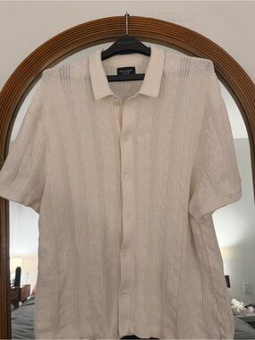 Abercrombie & Fitch Cream Short-Sleeve Knit Polo